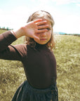 Calla Lili Brown MockNeck Embossed Sweater
