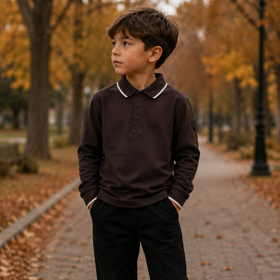 Lil Legs Chocolate Brown Classic Polo