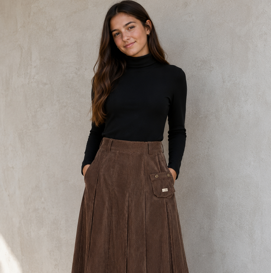 Crew Kids Brown Sofi Pleated Maxi Skirt