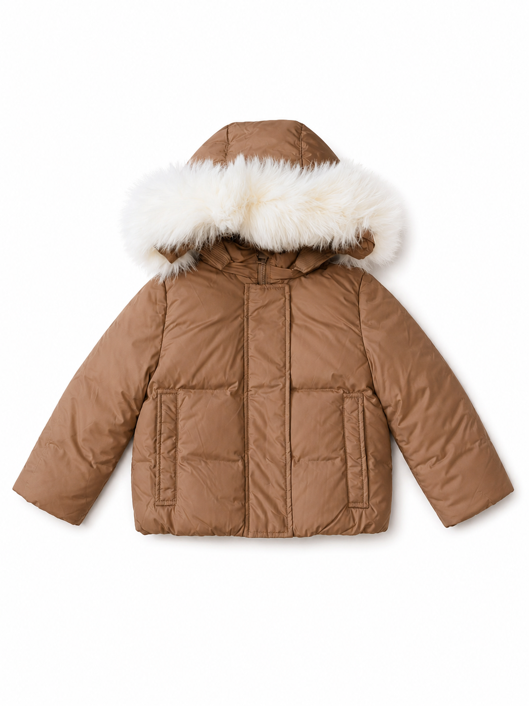 Ducc Camel Coat With White Fur