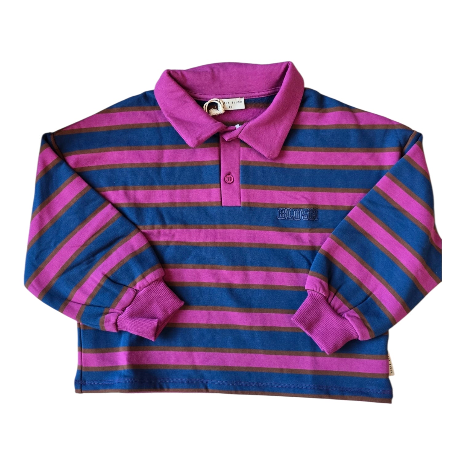 Petit Blush Stripe Polo Sweater