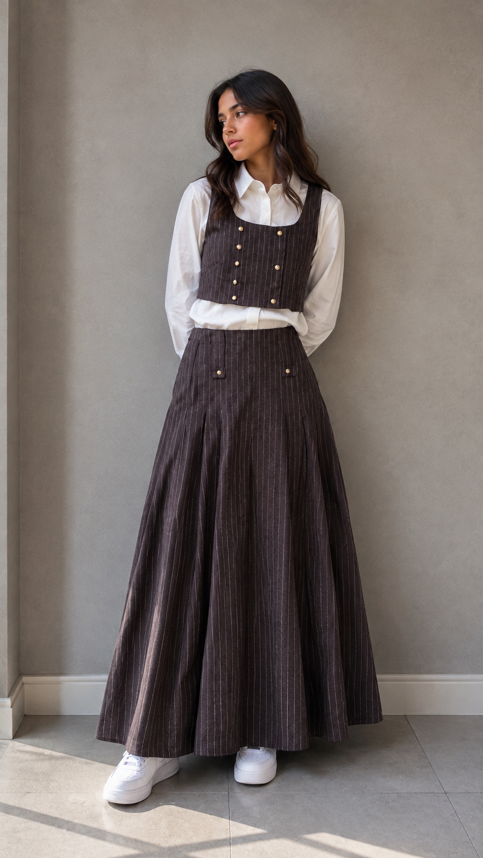 La Nina Teen Pinstripe Wool Vest Set