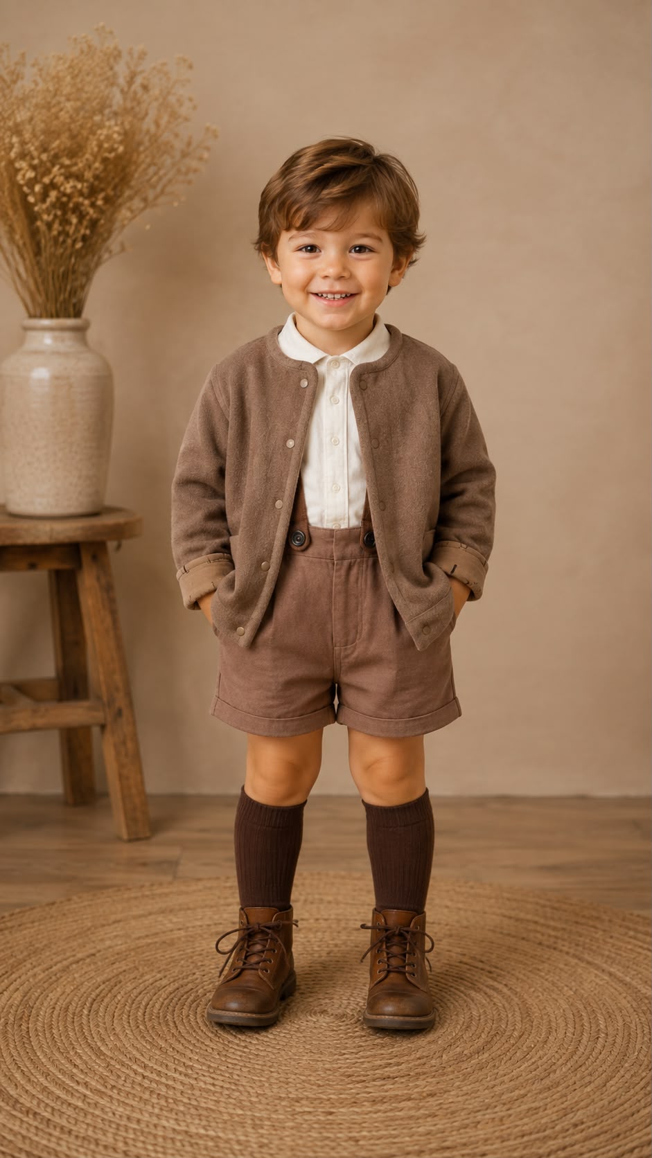 Little Tempest Beige Boys Wool Jacket