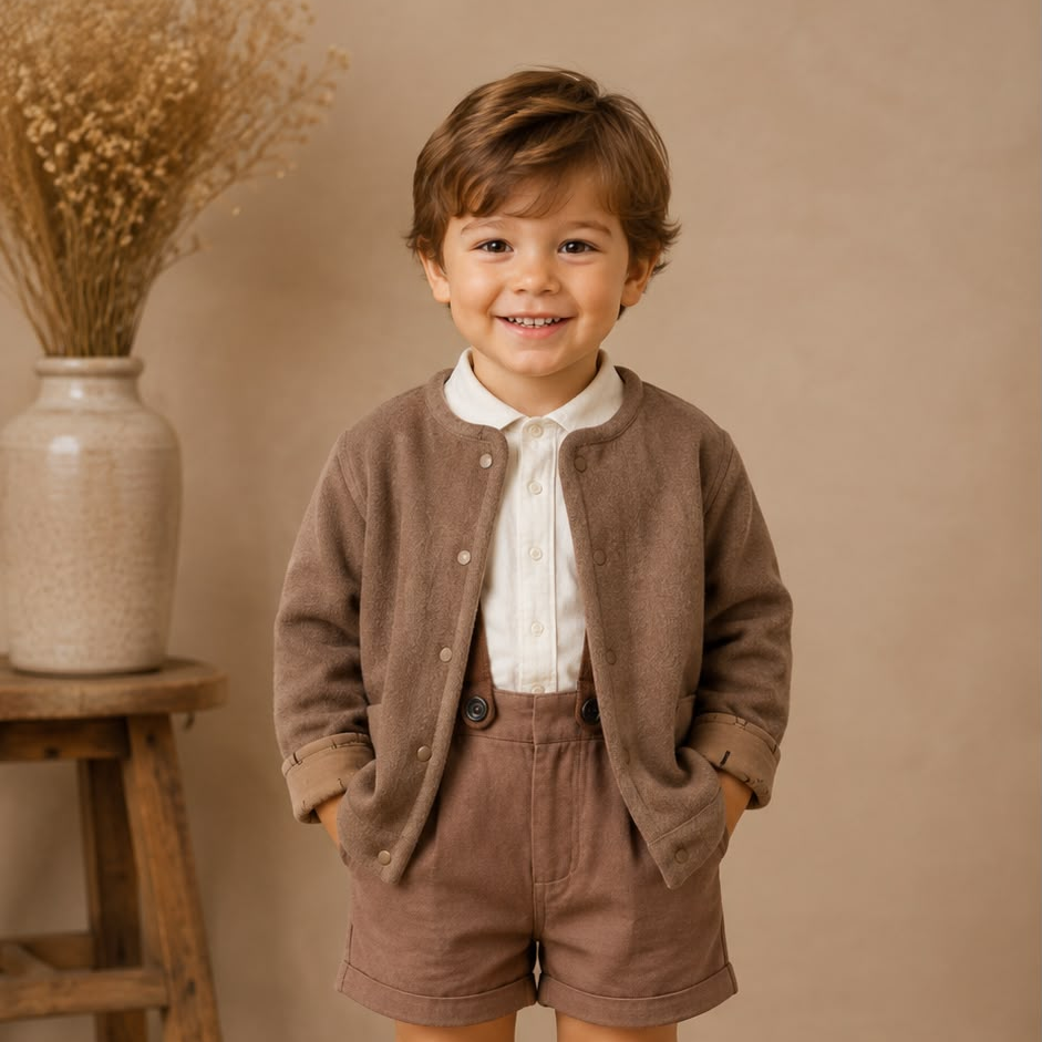 Little Tempest Beige Boys Wool Jacket