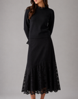 Hev And Bloom Black Lace Neck Knit Top