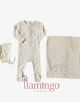 Lilette Cream\Blue Printed Wrapover Footie Set