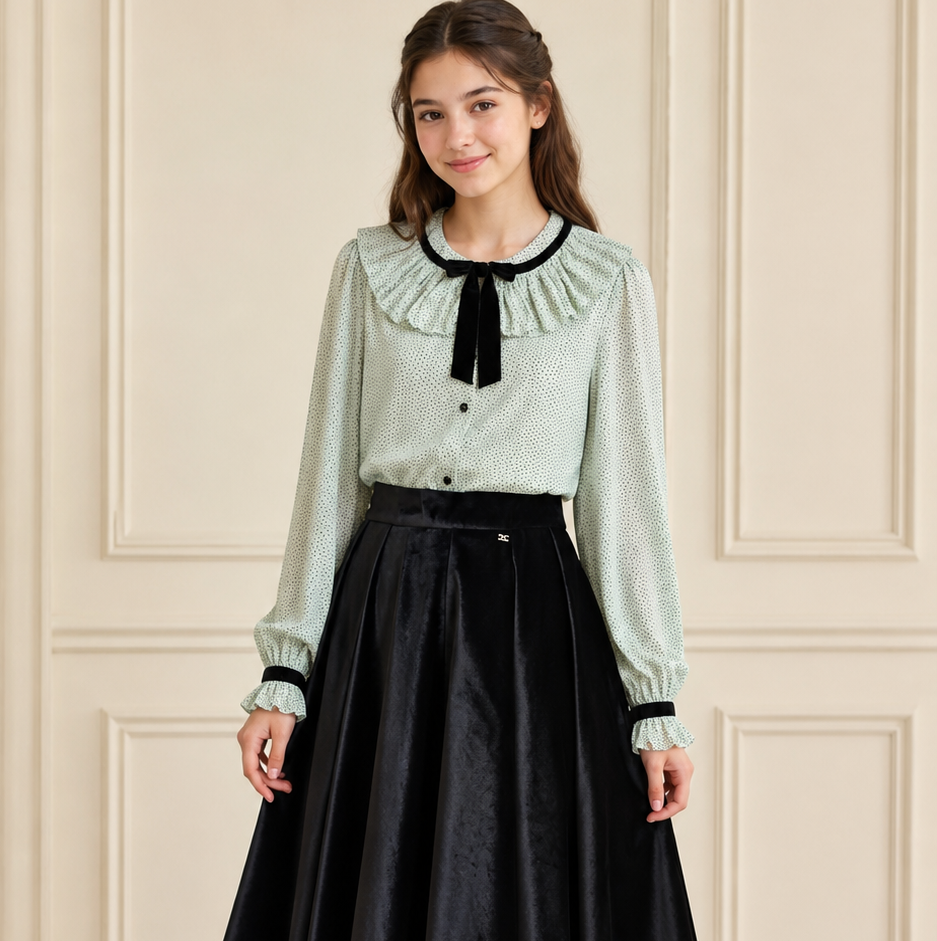 Elisabetta Franchi Black Velvet Midi Skirt