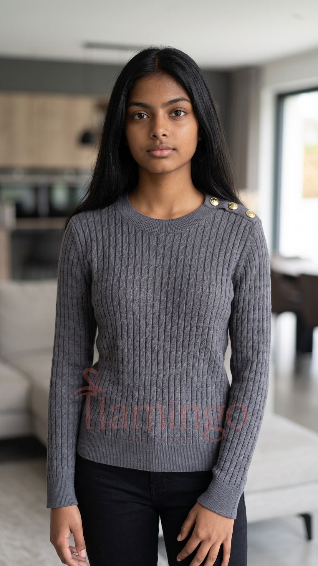 Twinset Dark Grey Crewneck Knit Sweater