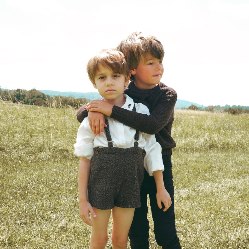 Calla Lili Grey/Brown Tweed Short With Suspender