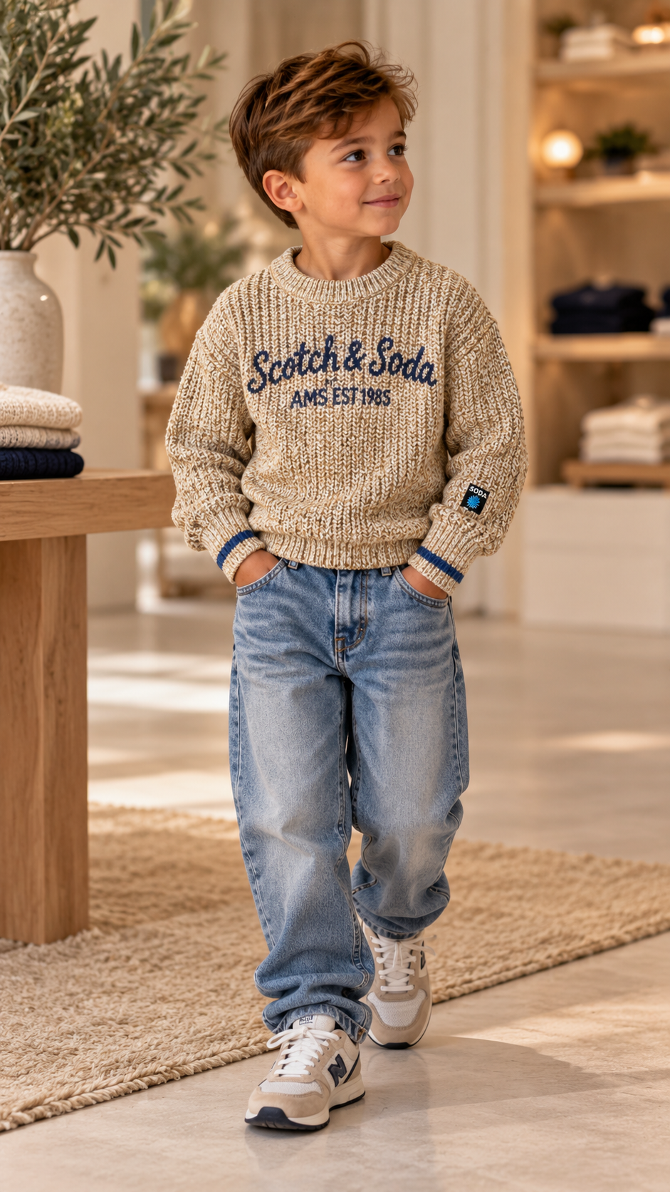 Scotch and Soda Natural Blue Trim Sweater