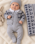 Looms Fair Isle Blue Footie Set