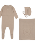 Peluche Bebe Brown Knit Footie Set