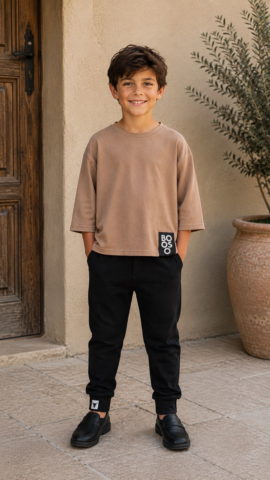 Booso Long Sleeve Khaki Top