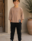 Booso Long Sleeve Khaki Top