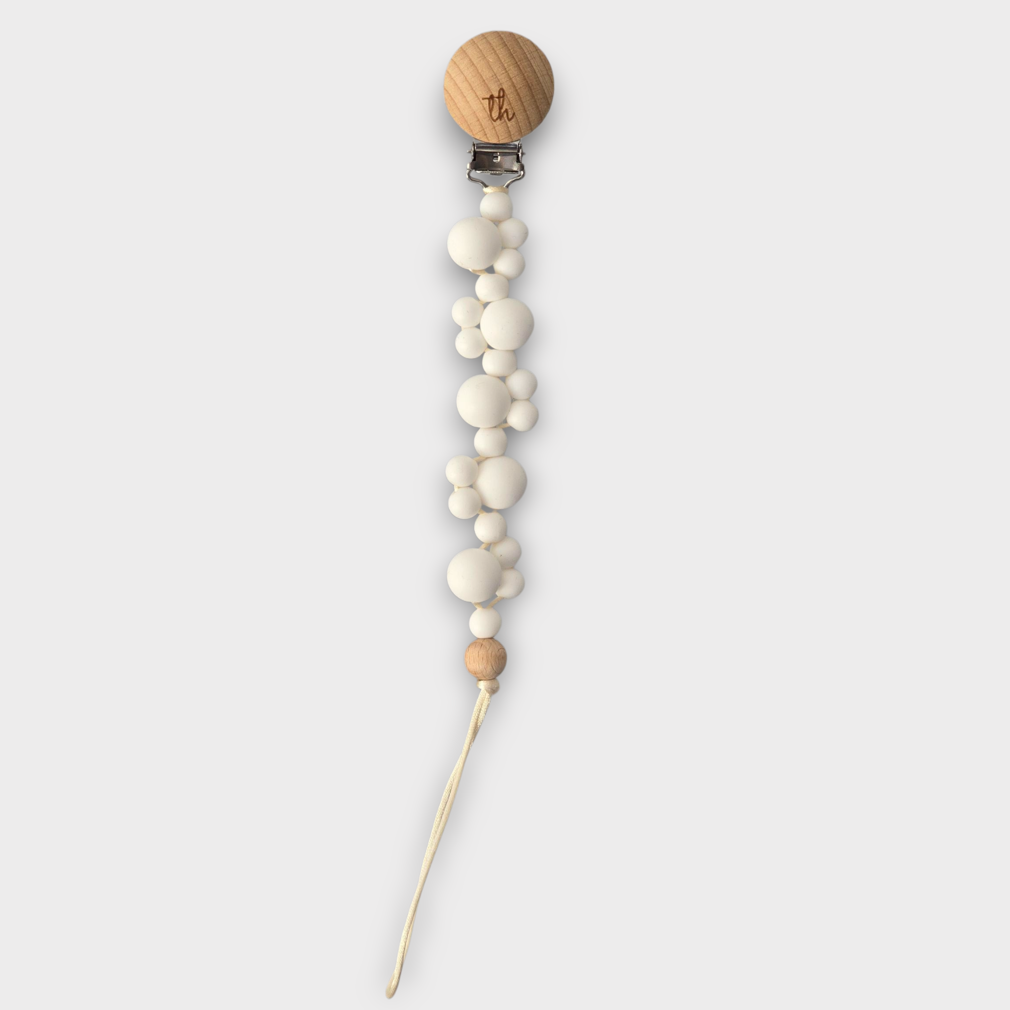Three Hearts Wooden Bubble Pacifier Clip – flamingobabychild