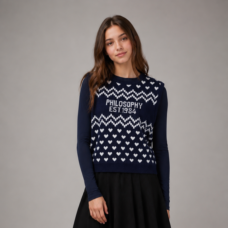 Philosophy Blu Scuro Hearts Sweater Vest