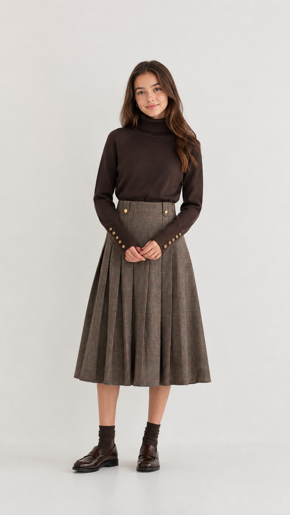 Hev And Bloom Plaid Tab Waist Skirt