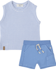 One + In The Family Blue Striped Tank Set