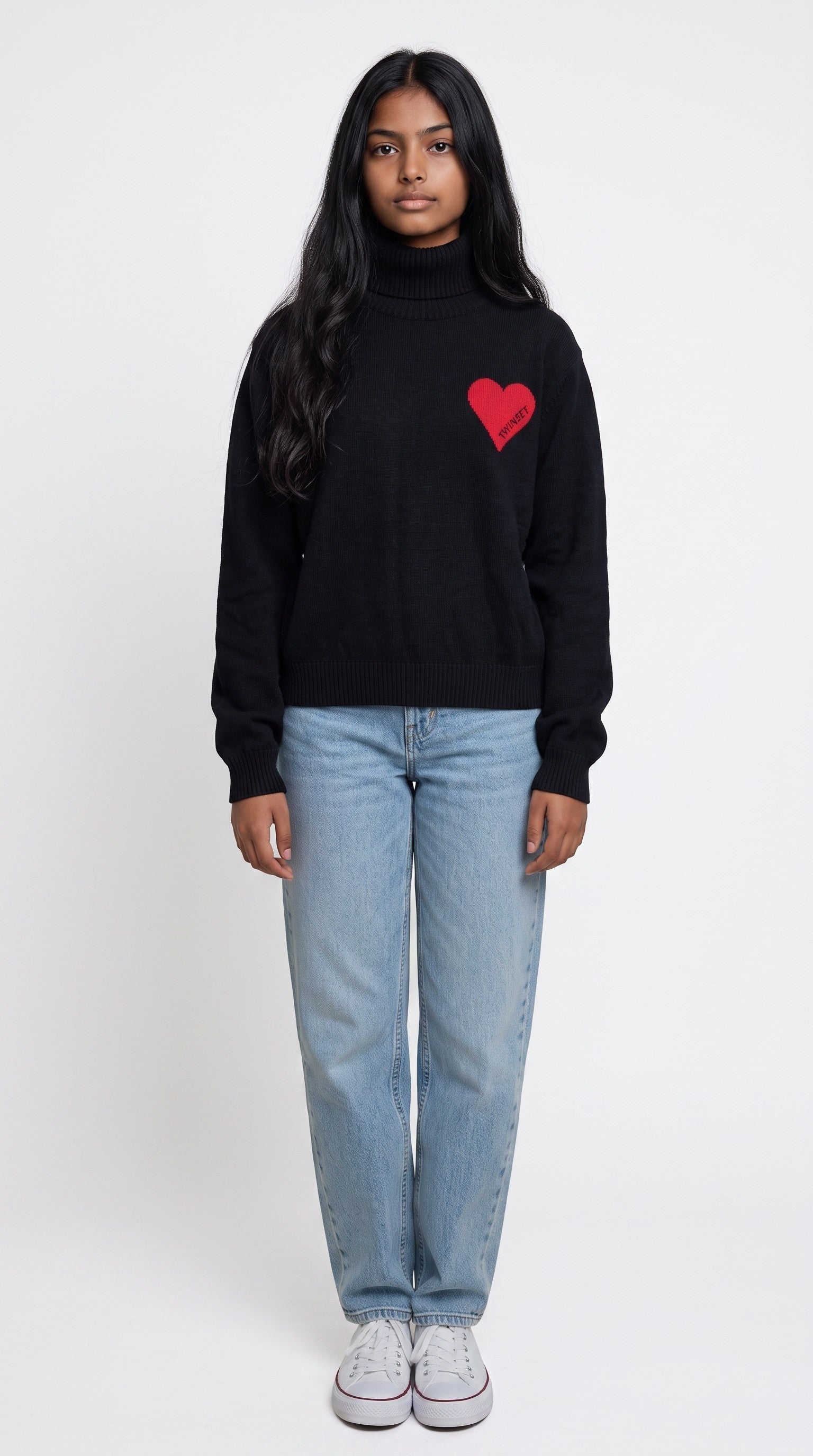 Twinset Heart Knit Turtleneck