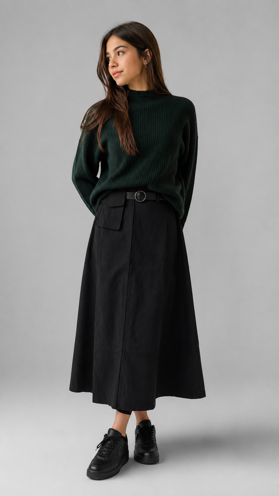 Degree Black Pocket Detail Line Skirt
