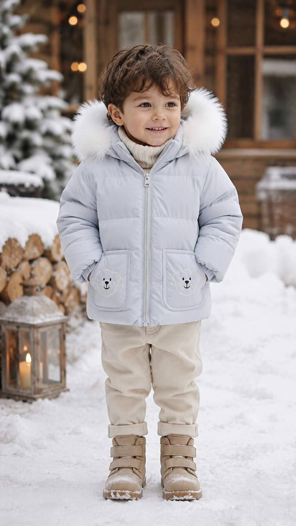Ducc Blue Teddy Coat With White Fur