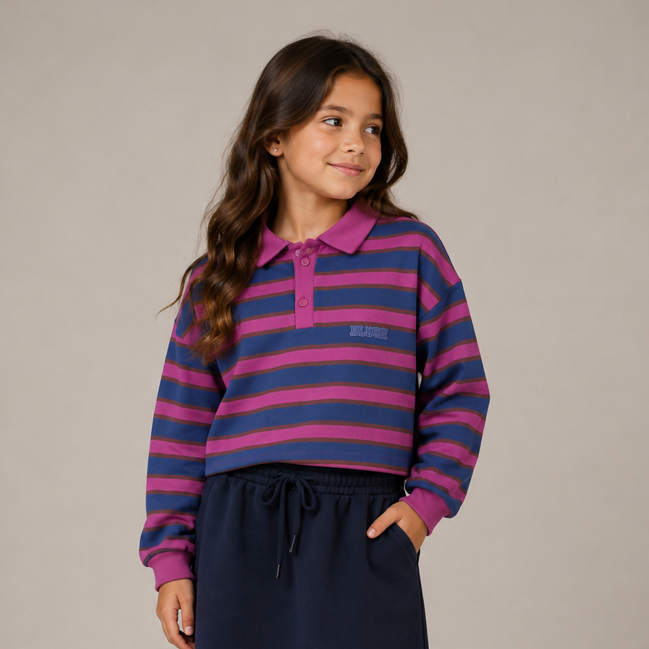 Petit Blush Stripe Polo Sweater