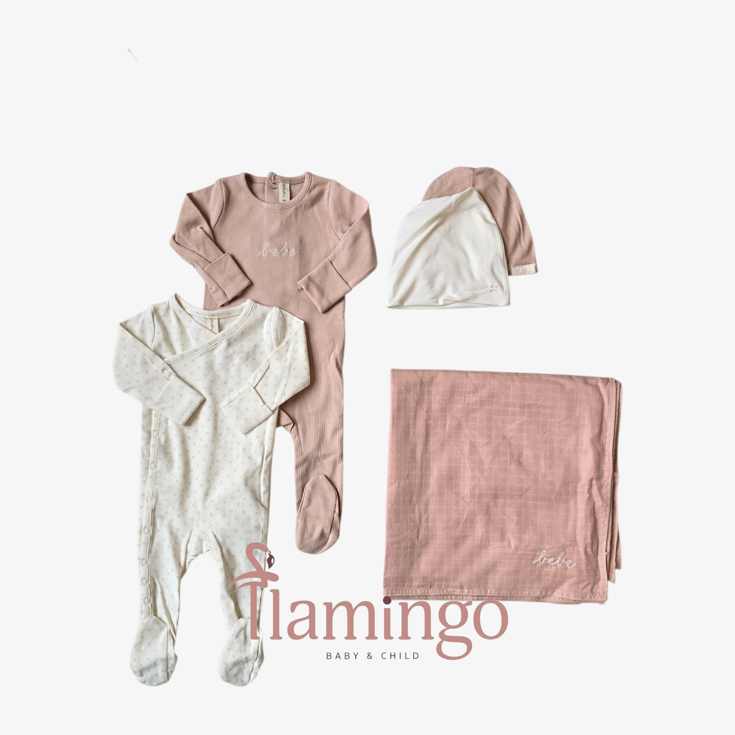 Lilette Dusty Pink Bebe Footie Set With Extra Footie
