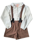 Little Tempest Beige Boys Suspender Short Set