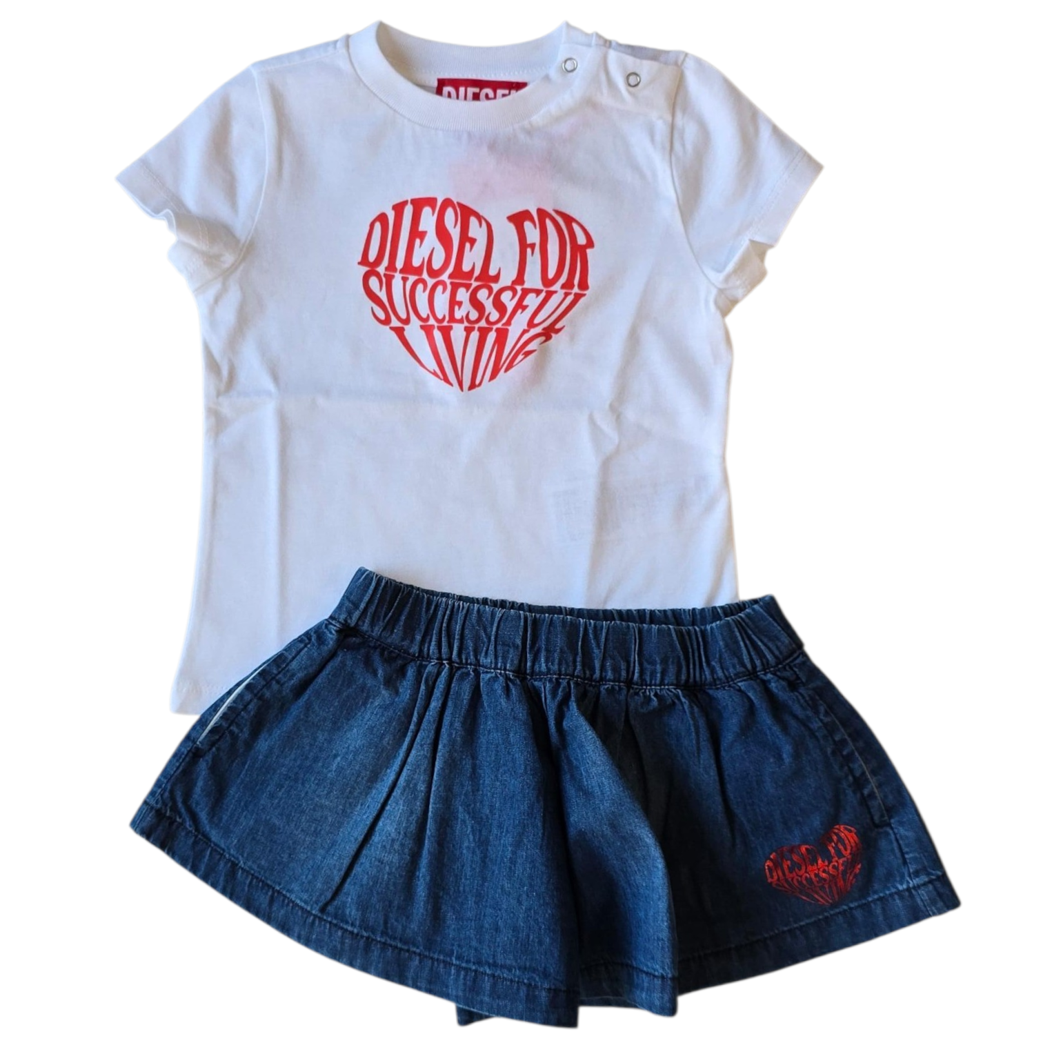 Diesel Heart Denim Short Set