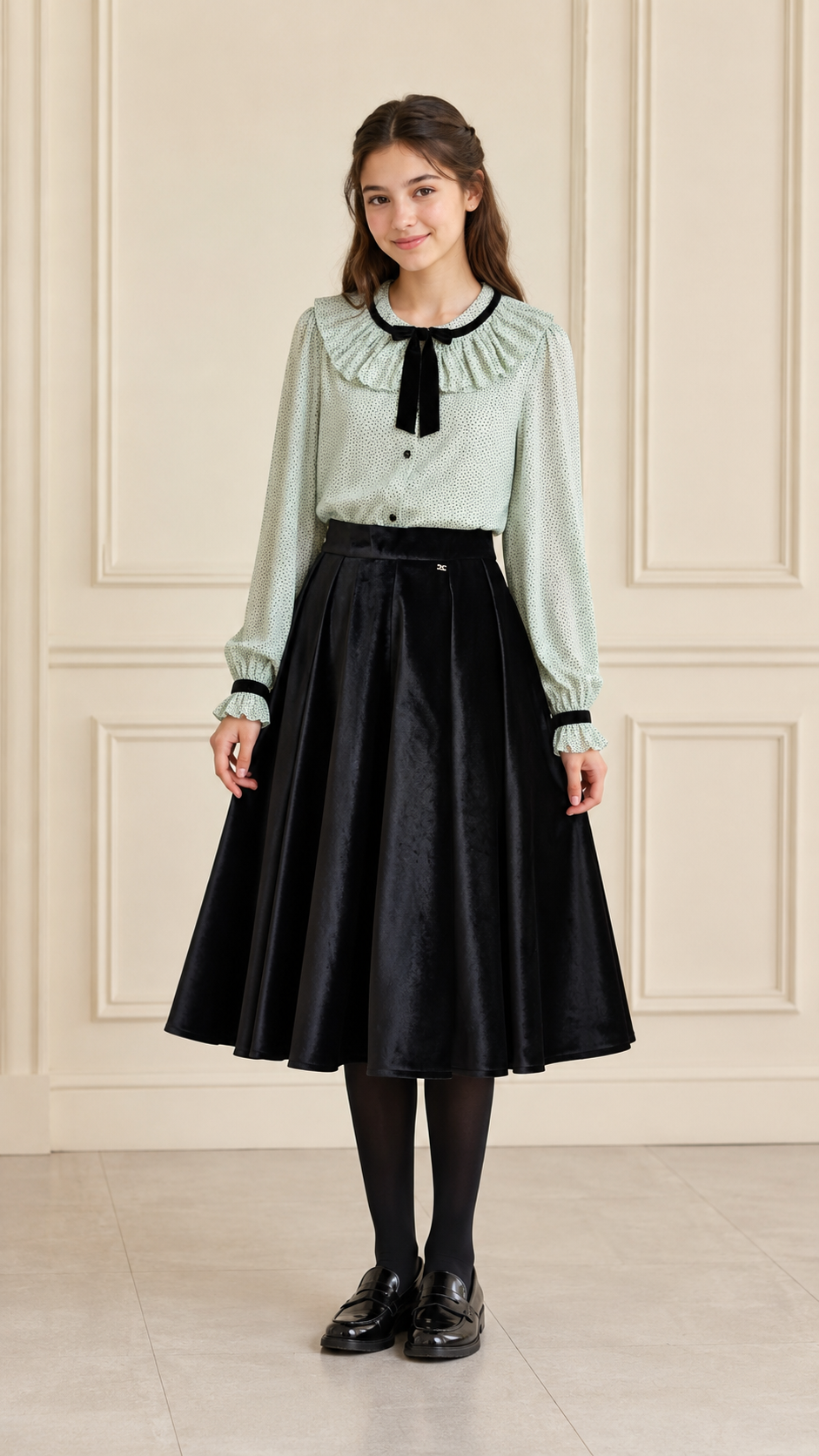 Elisabetta Franchi Black Velvet Midi Skirt