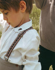 Calla Lili Taupe Boys Suspender Shirt Set