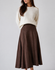 Degree Brown Topstitched Suede Skirt