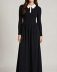 Froo Style Black Knit Collar Teen Maxi