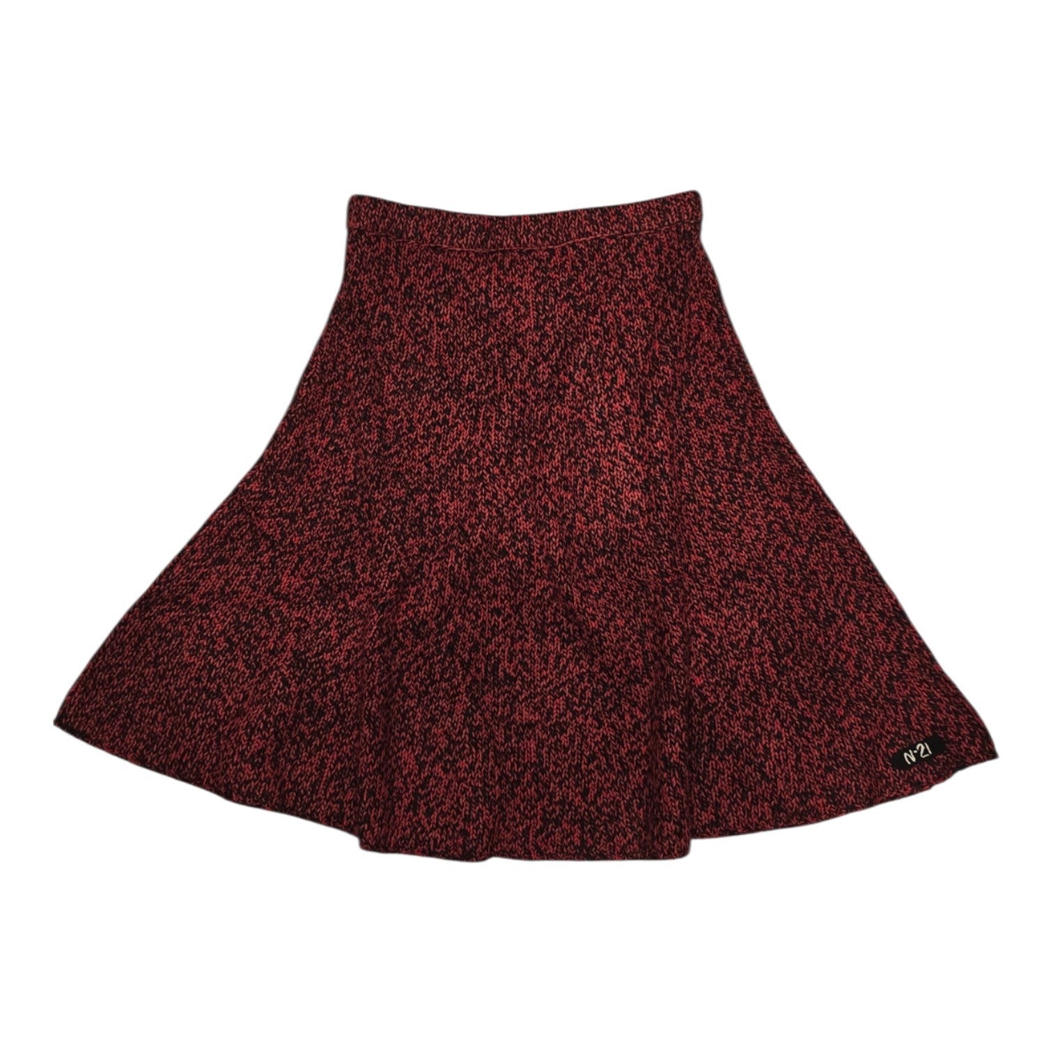 No21 Red Speckled Knit Flair Skirt