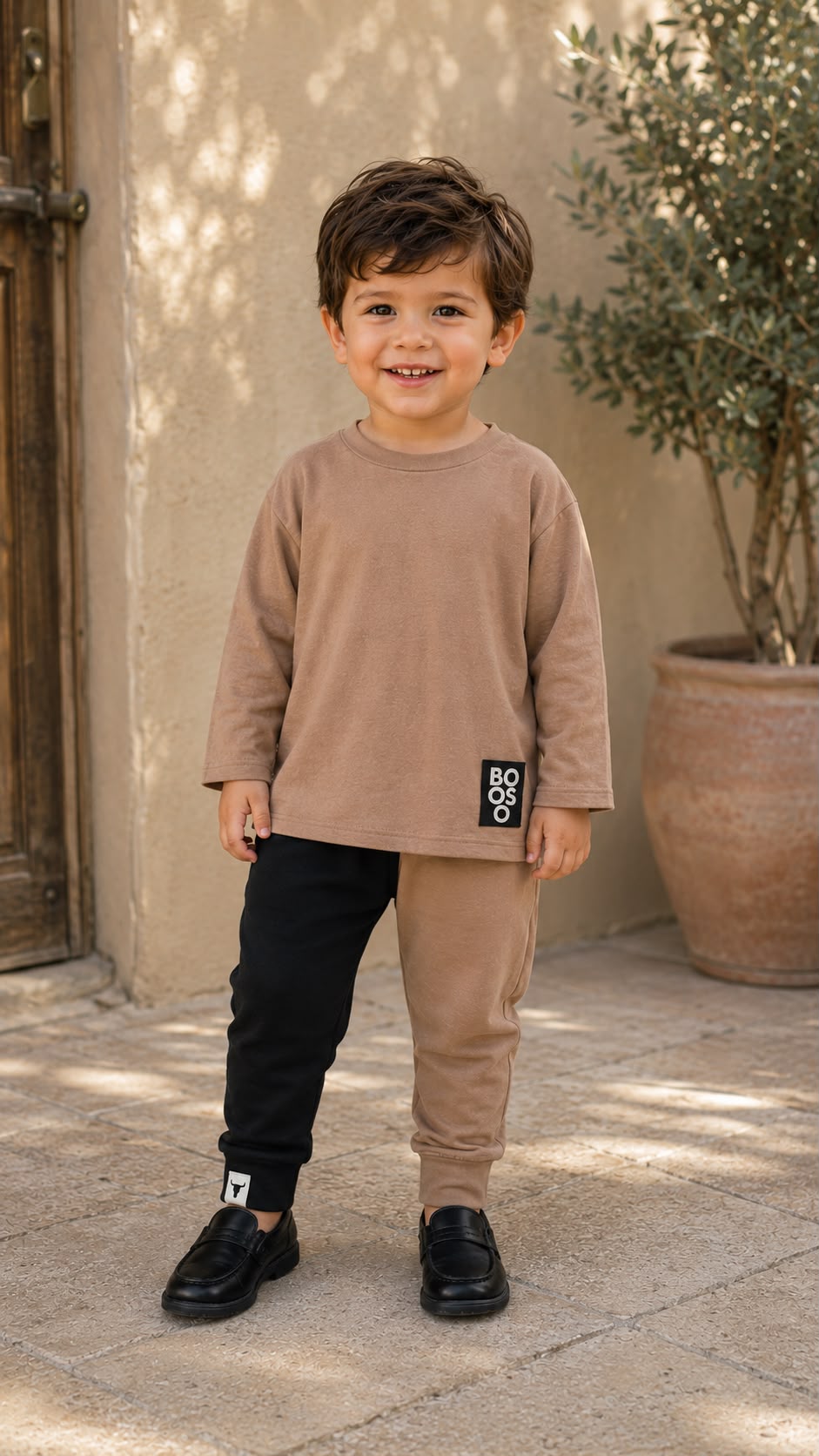 Booso Beige Stripes 2pc Set