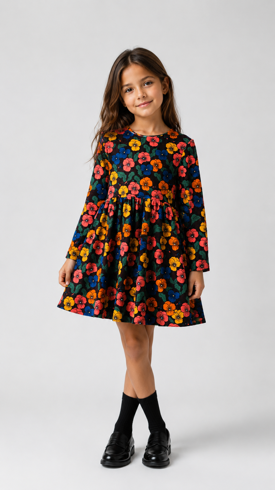 Mini Rodini Multi Violas Aop Velour Dress