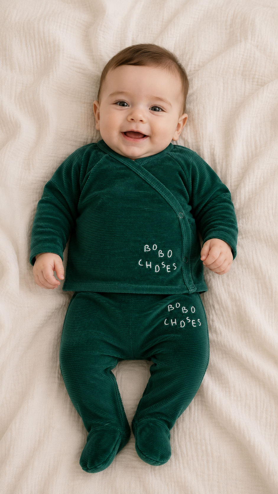 Bobo Choses Green Velvet 2pc Set