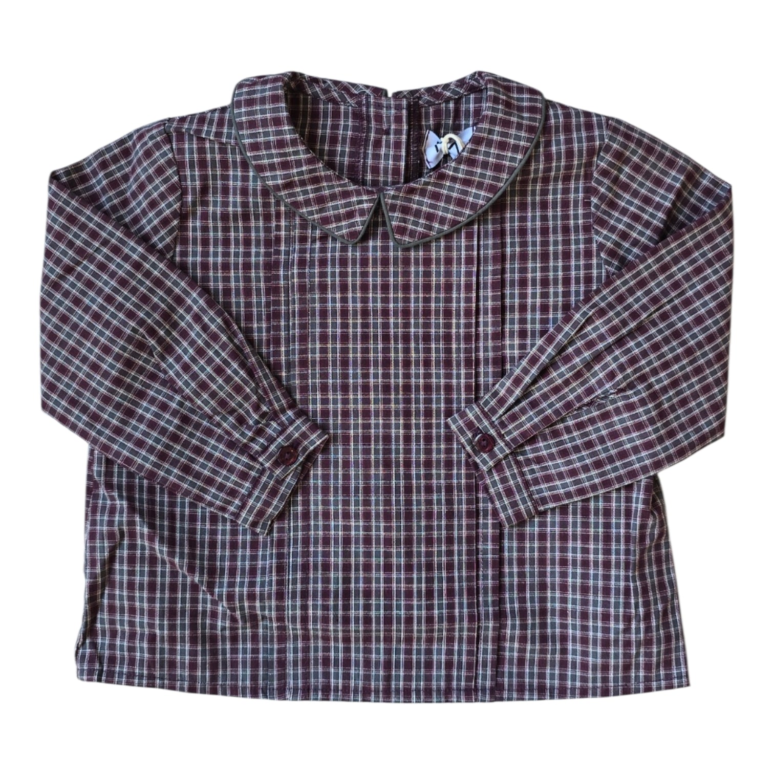 Noma Grey Peter Pan Collared Plaid Shirt