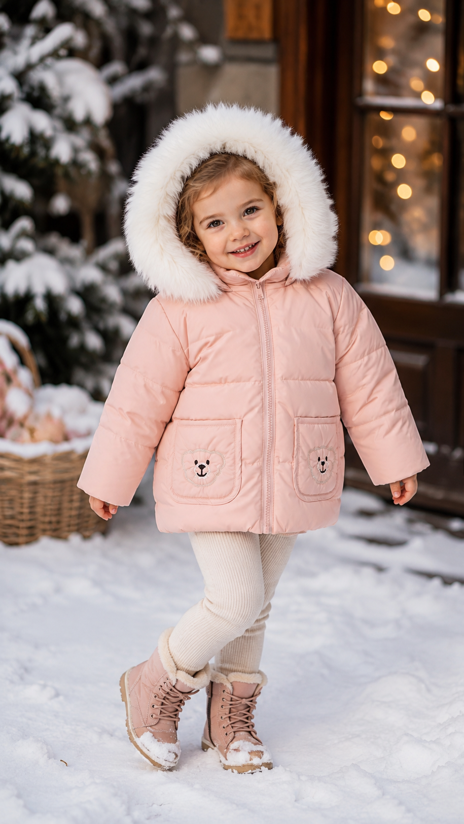 Ducc Pink Teddy Coat With White Fur