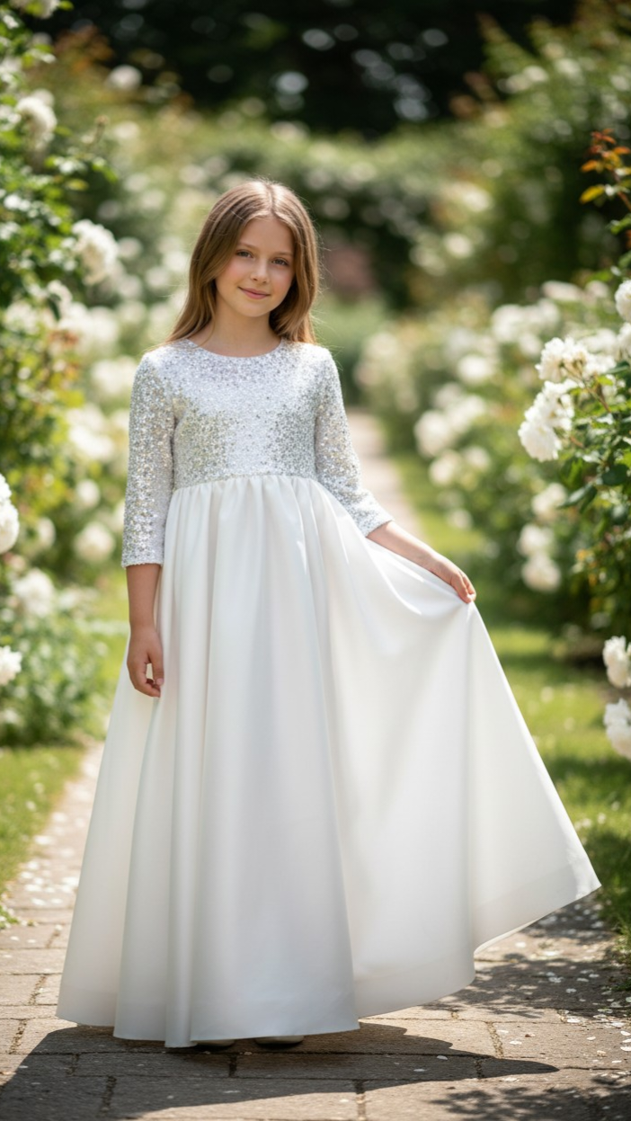 Jouet Ivory Gown With Pearl Top And Bows