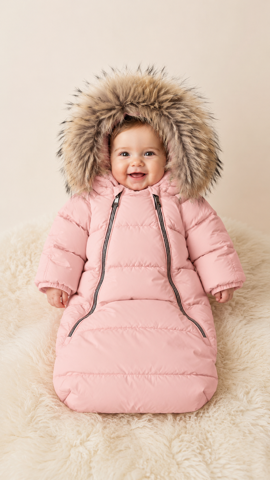 Ellabee Pink Down Fur Snowsuit