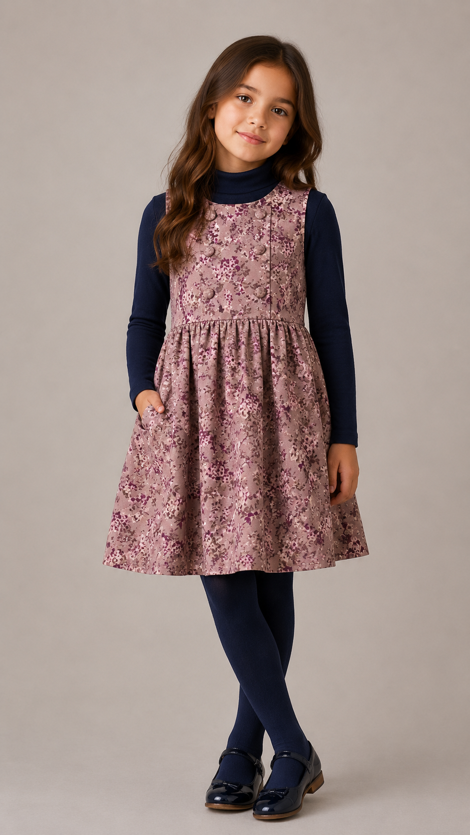 Olivia Rhode Padded Mauve Floral Dress