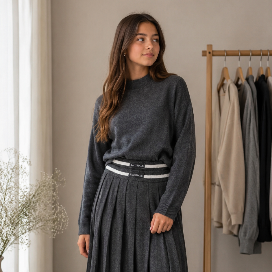 Trussardi Grey Logo Waist Skirt