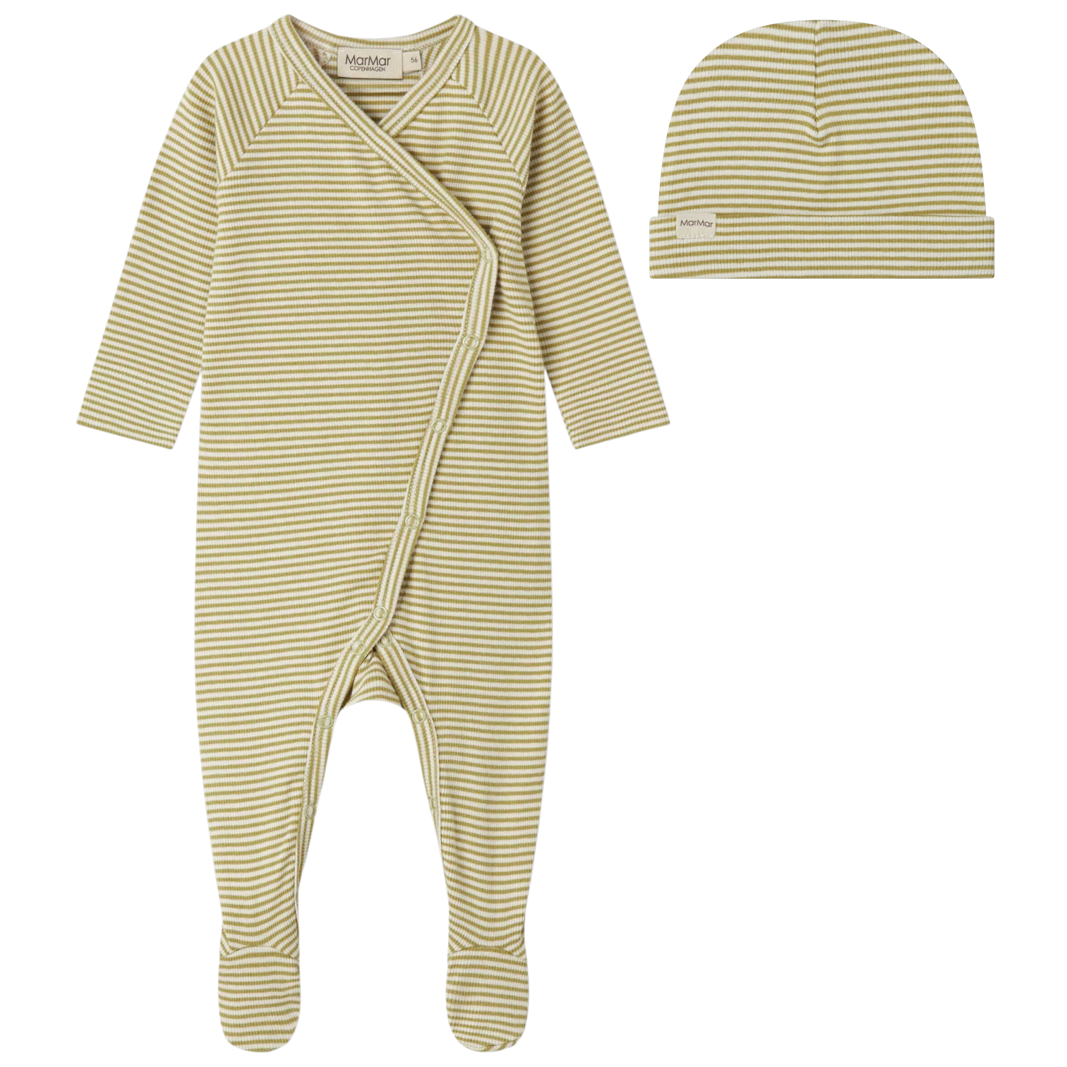 MarMar Copenhagen Olive Stripe Footie + Hat