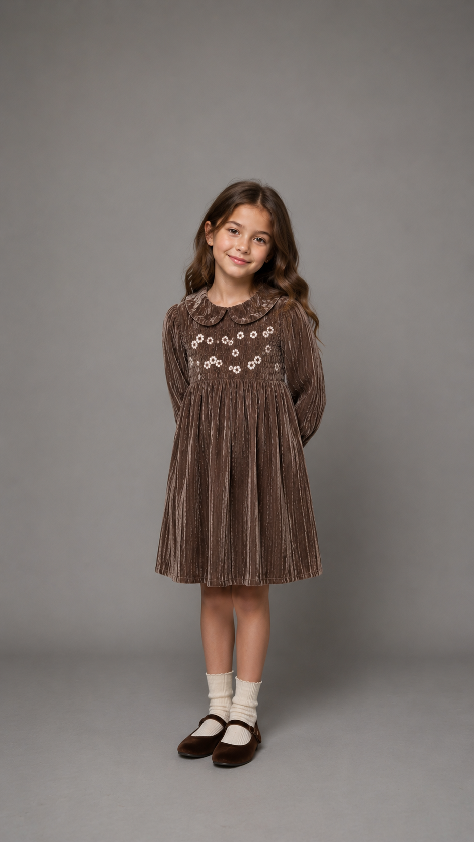 Noma Crushed Velvet Embroidered Dress