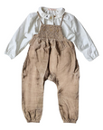 Calla Lili Camel Smocking Romper With Shirt