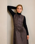 Hev And Bloom Brown Tweed String Gathers Dress