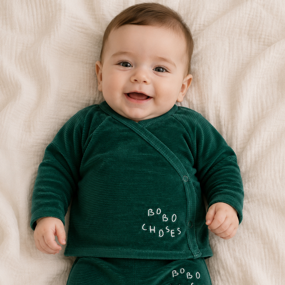 Bobo Choses Green Velvet 2pc Set