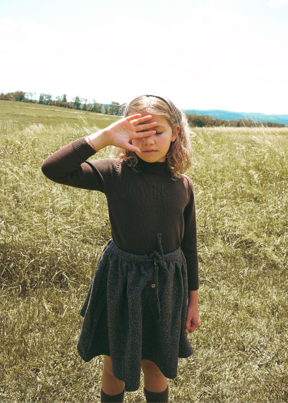 Calla Lili Brown MockNeck Embossed Sweater
