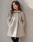 La Nina Girls Cream Wool Logo Coat